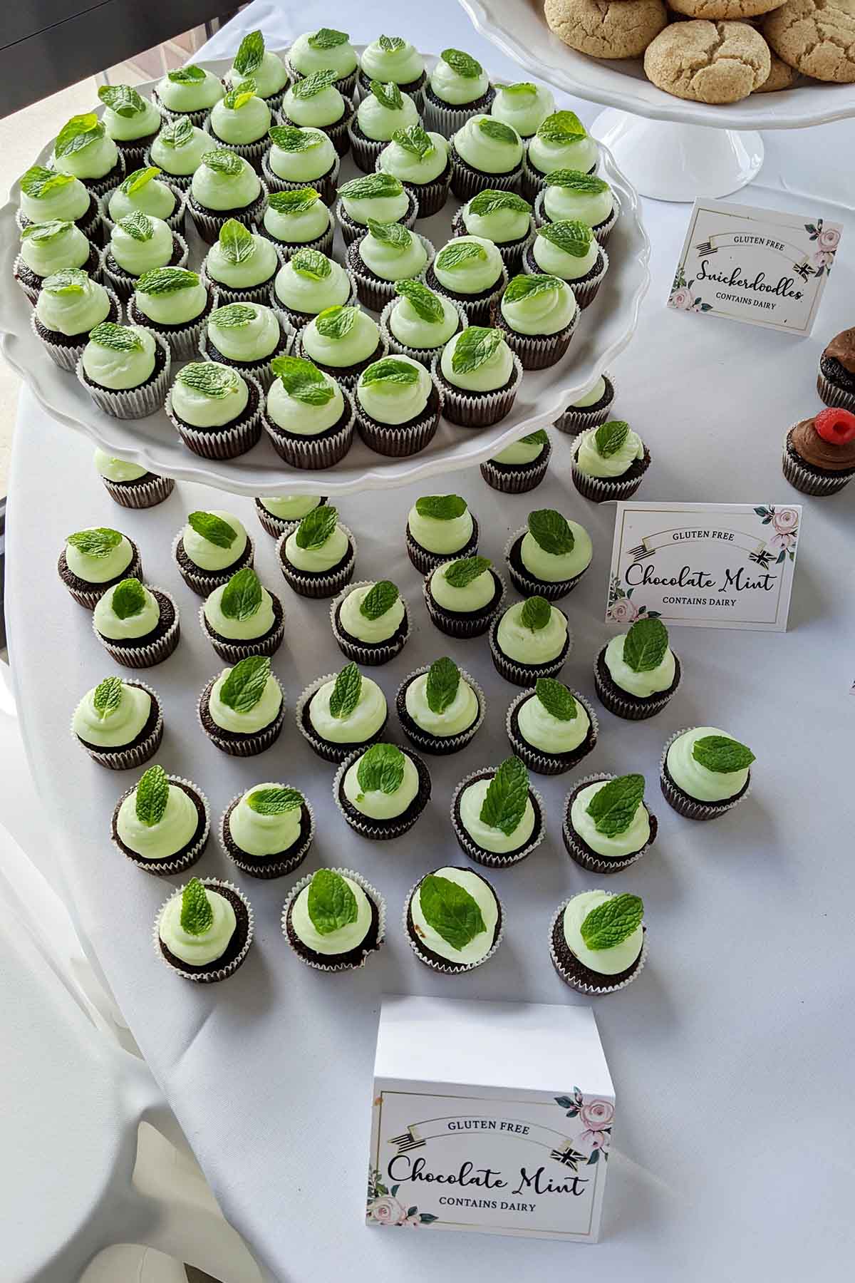 chocolate mint cupcakes on table
