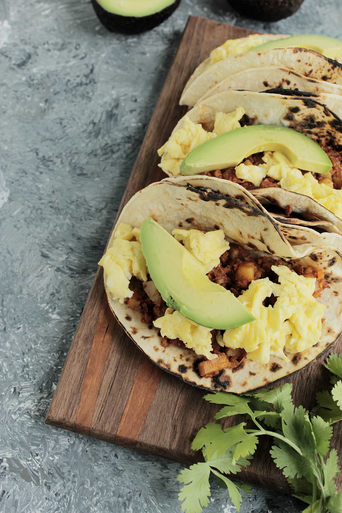 Mexican breakfast tacos with chorizo