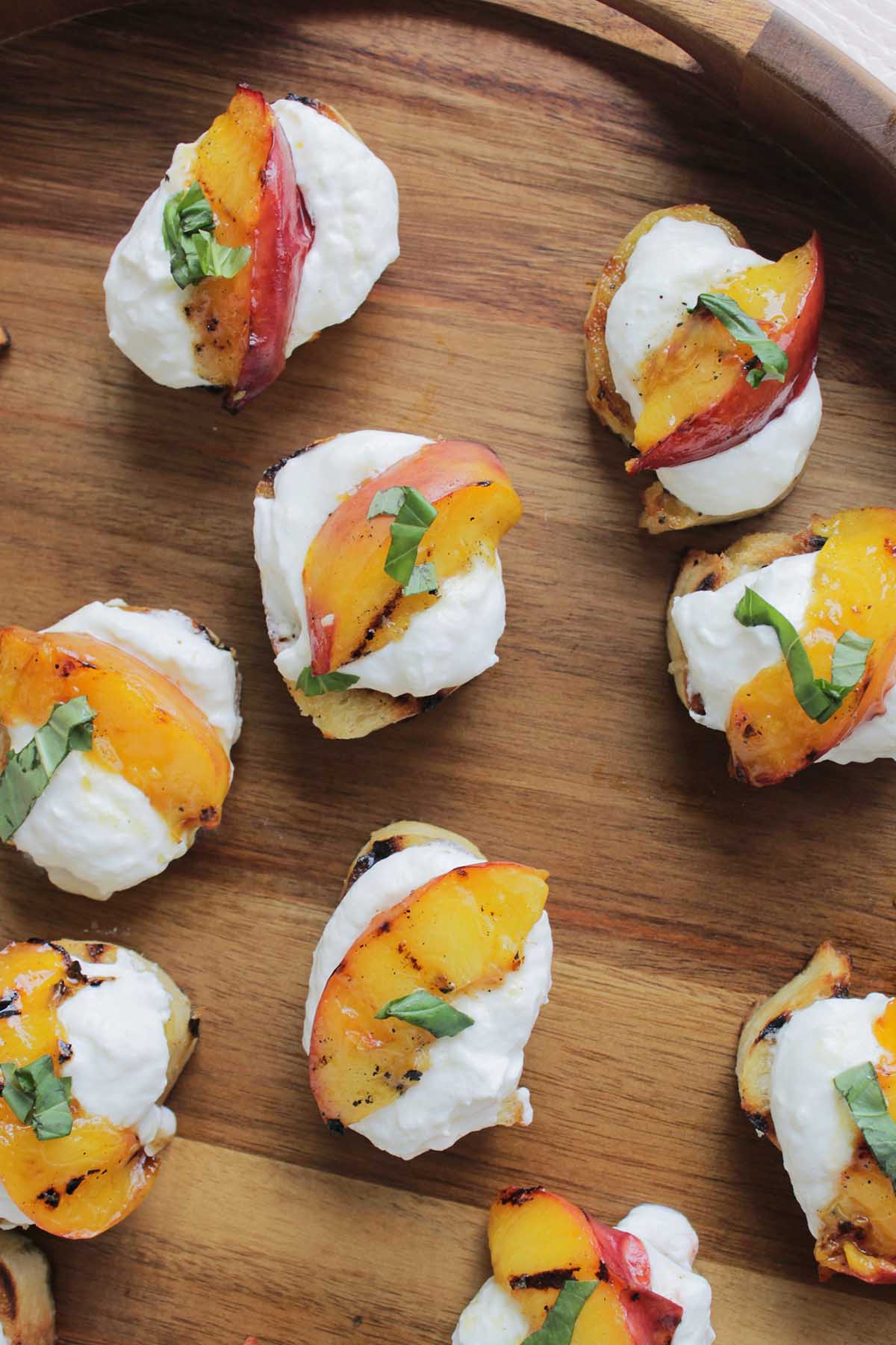 grilled peach crostini with ricotta cheese.