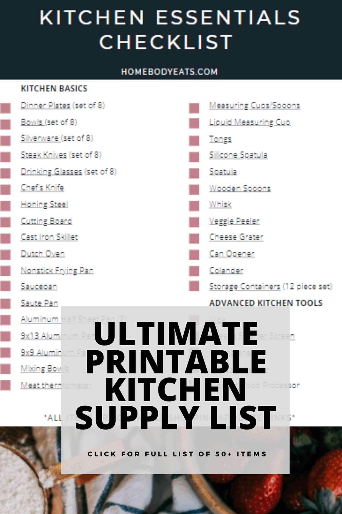 printable kitchen supply list