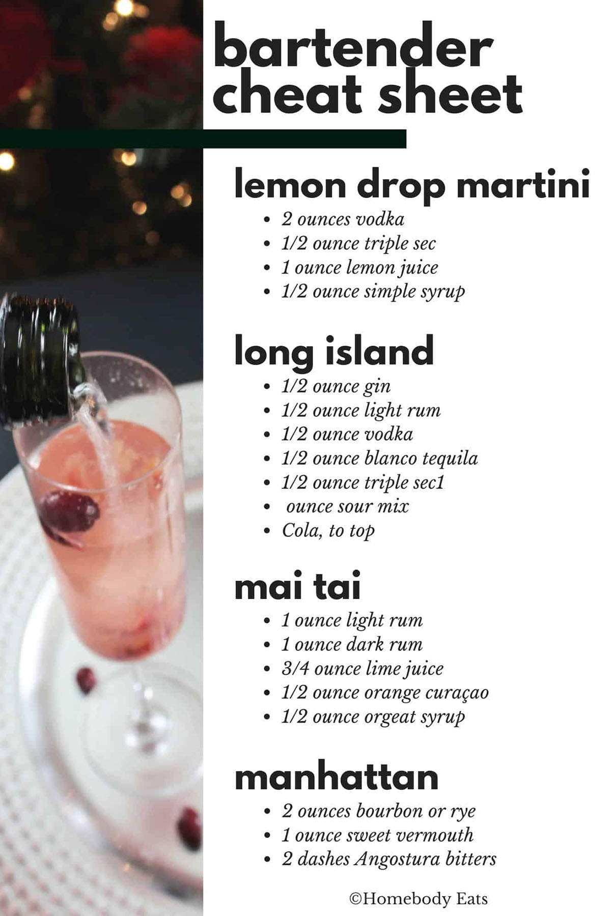 Bartender Cheat Sheet Free PDF 45 Cocktails Homebody Eats