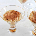 martini glasses filled with tiramisu.