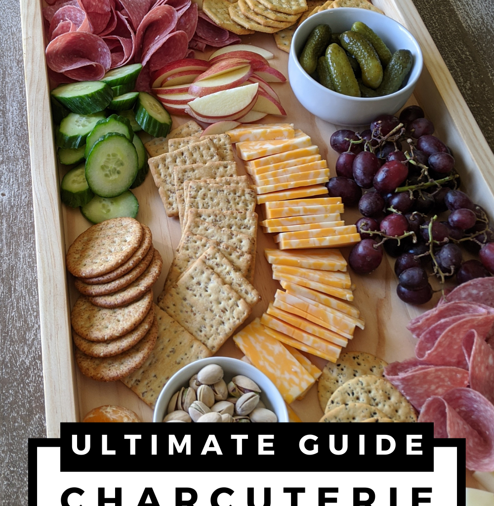 long charcuterie board with pricing guide.