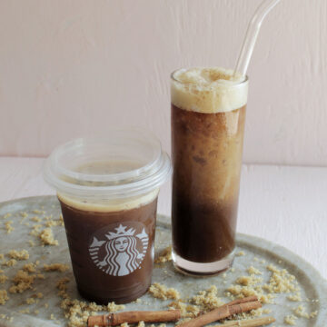 homemade and Starbucks brown sugar oat milk shaken espresso.