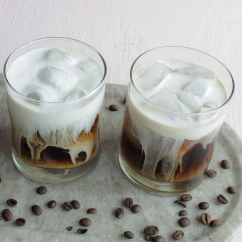 cold brew coffee with cold foam on top.