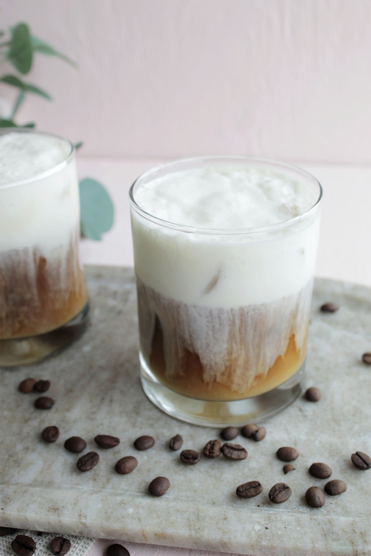 cold brew coffee with sweet cream cold foam on top.