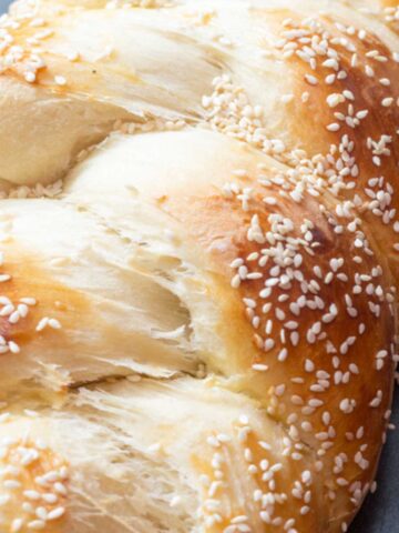 challah bread with sesame seeds.