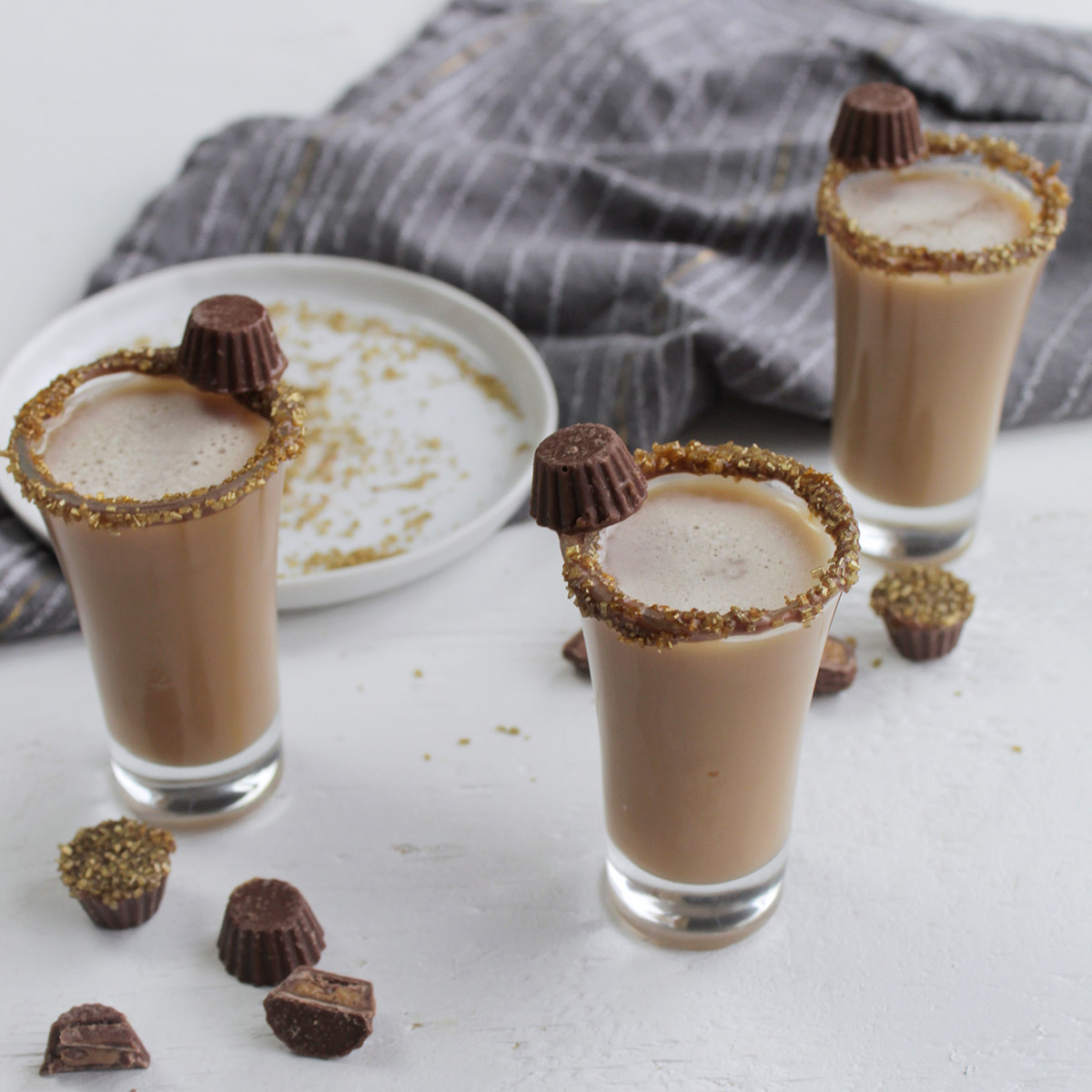 Peanut Butter Cookie Shot Glasses With Spiked PB&J Milk