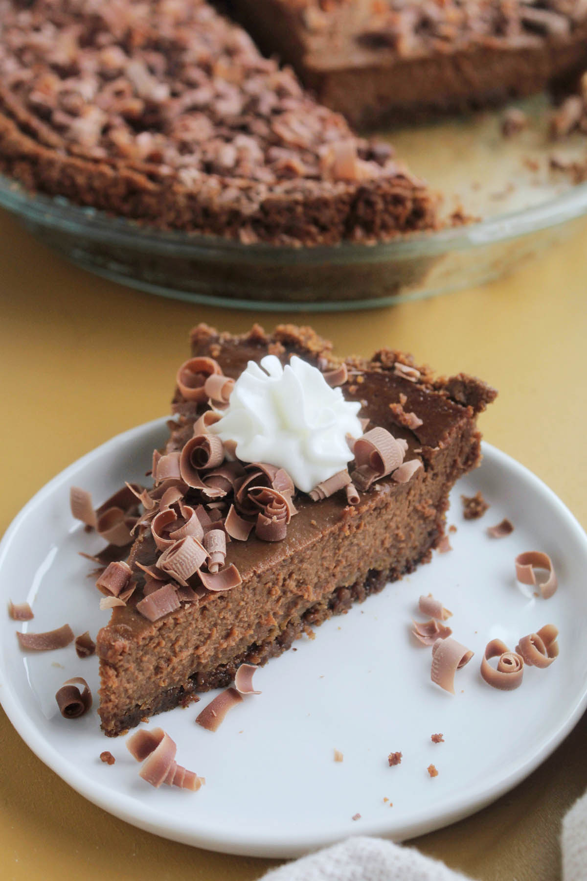 pumpkin pie topped with chocolate