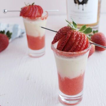 strawberry and peanut butter whiskey shot.