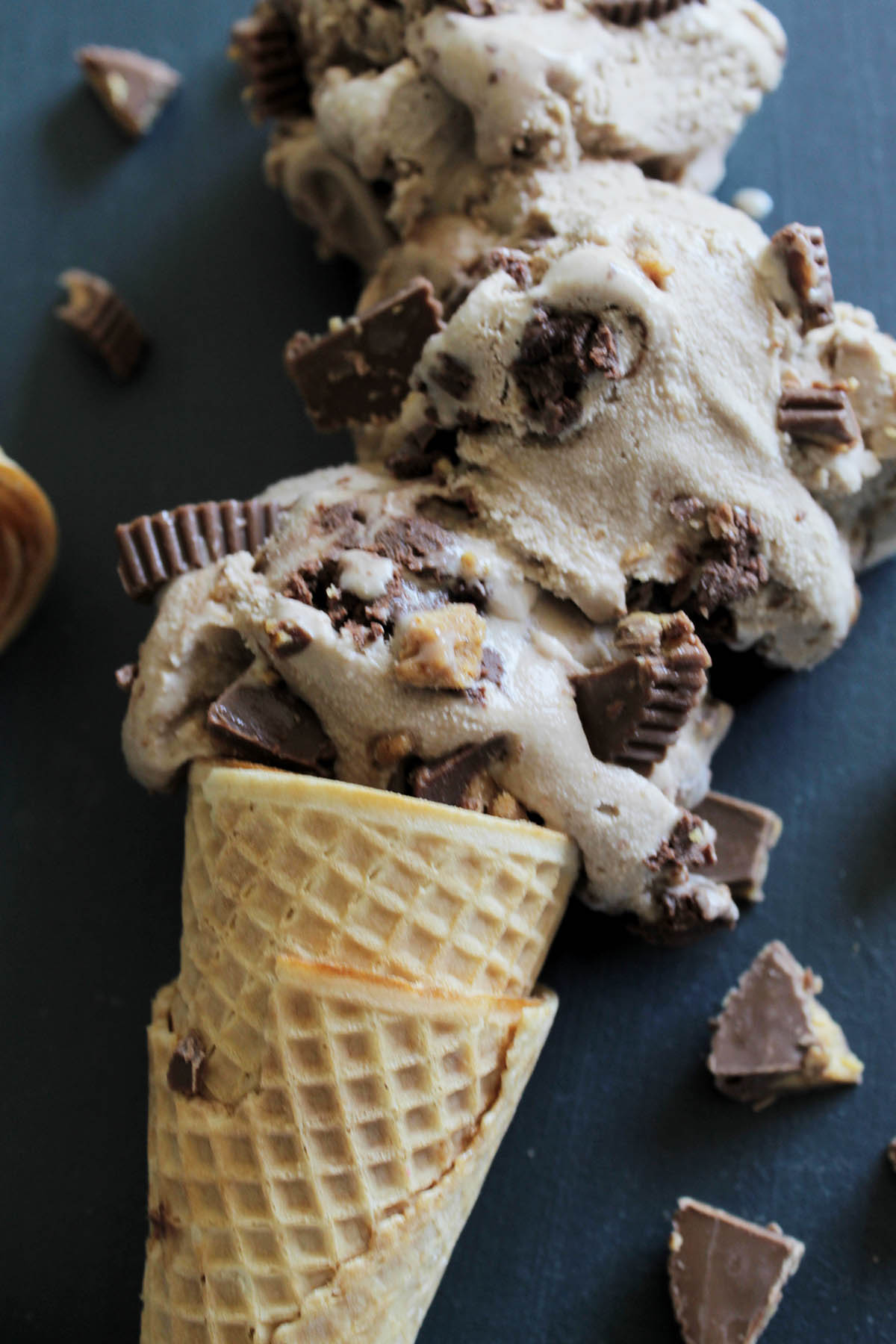 chocolate moose tracks ice cream with Reese's candy