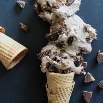 chocolate moose tracks ice cream with Reese's chunks.