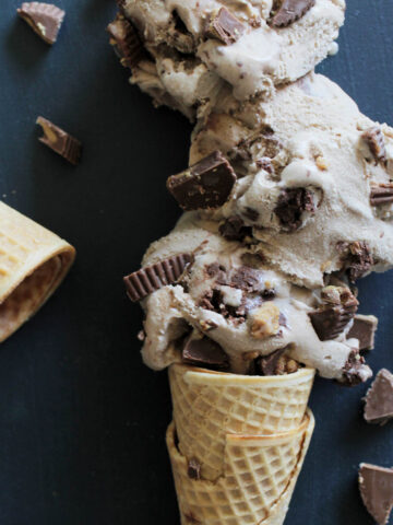 chocolate moose tracks ice cream with Reese's chunks.