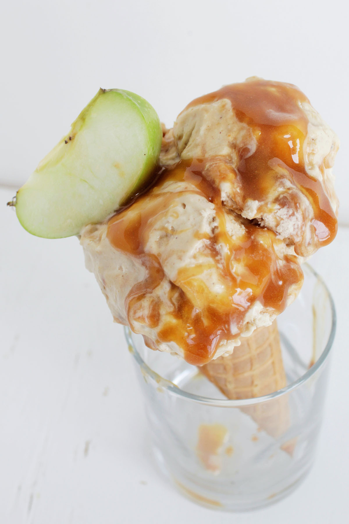 apple pie ice cream drizzled with caramel.