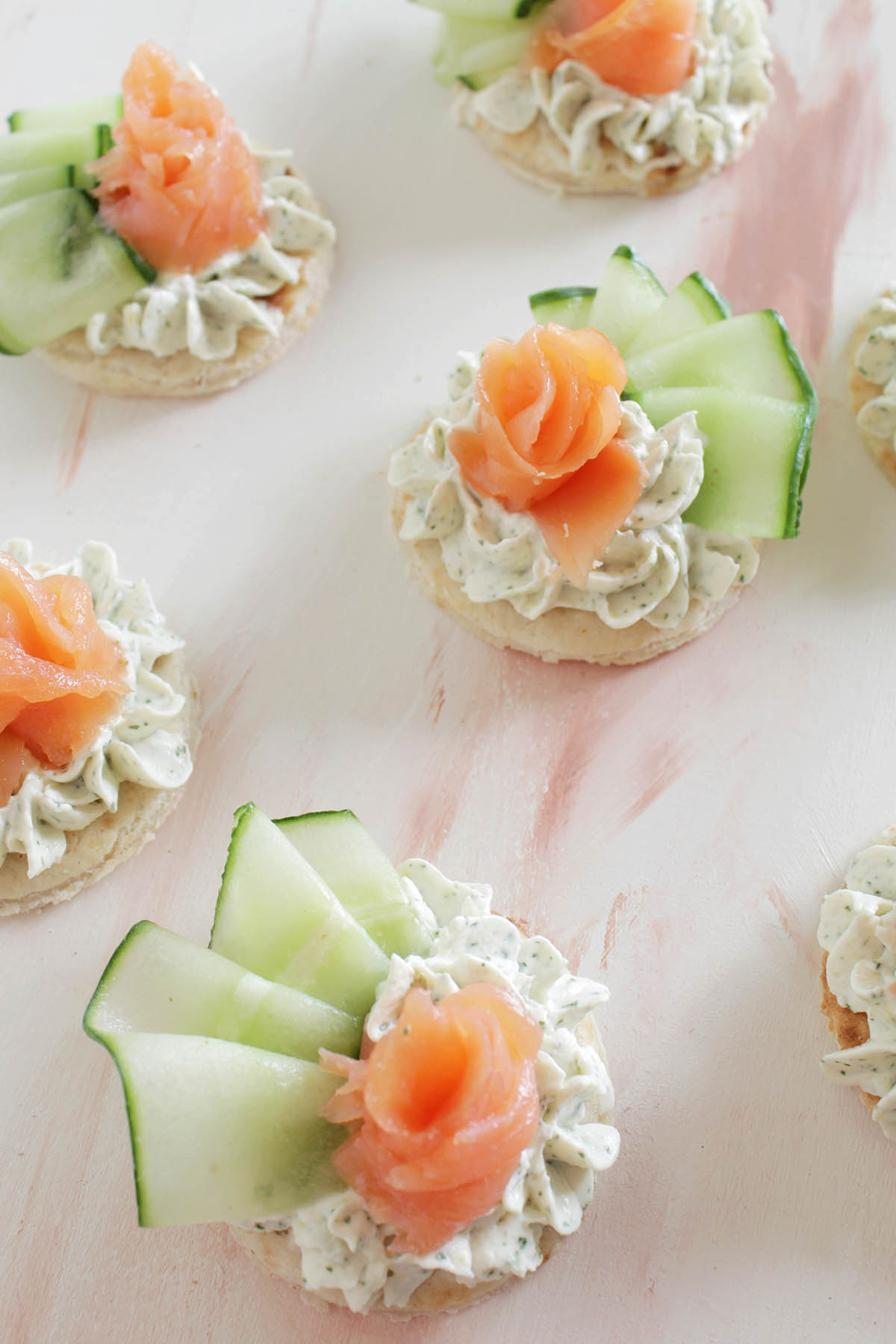 cream cheese spread with salmon rose.
