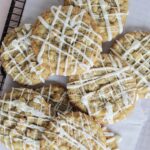 macadamia nut cookies drizzled with white chocolate.
