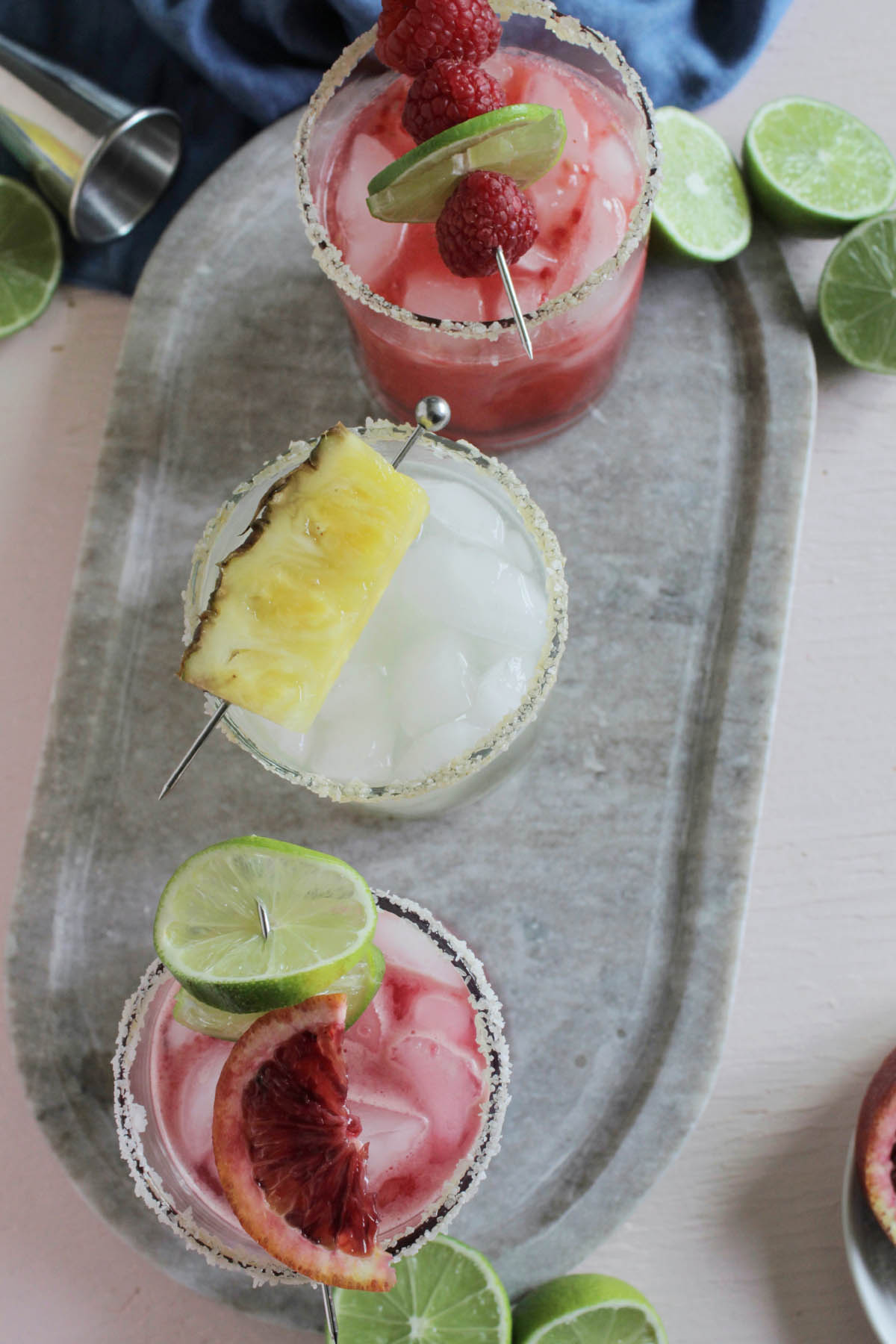 colorful margarita on flight board.