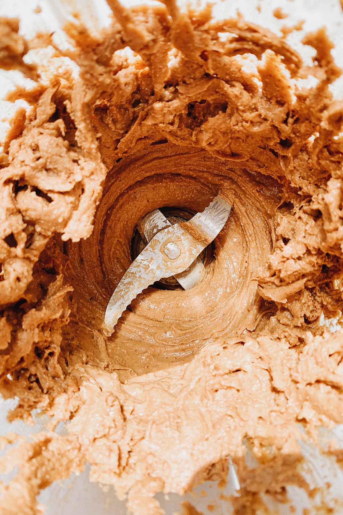 homemade peanut butter in a food processor.