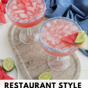 labeled photo with two large watermelon margarita glasses.