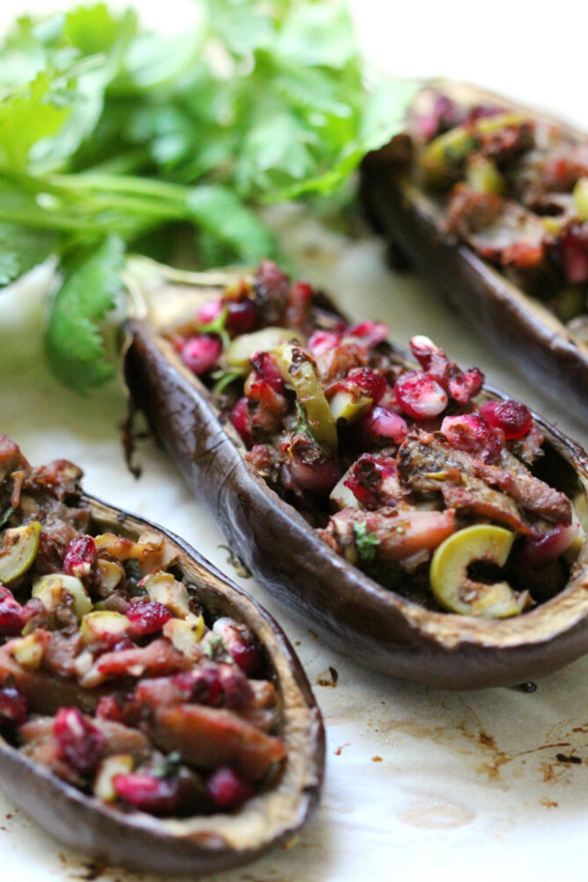 tiny eggplants stuffed with roasted vegetables.