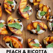 peach and ricotta crostini appetizer bites Pinterest pin.
