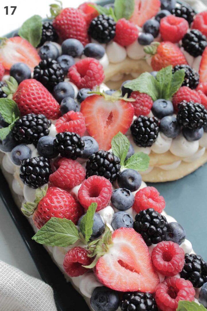 Shortbread Letter Cookie Cake With Berries - Homebody Eats