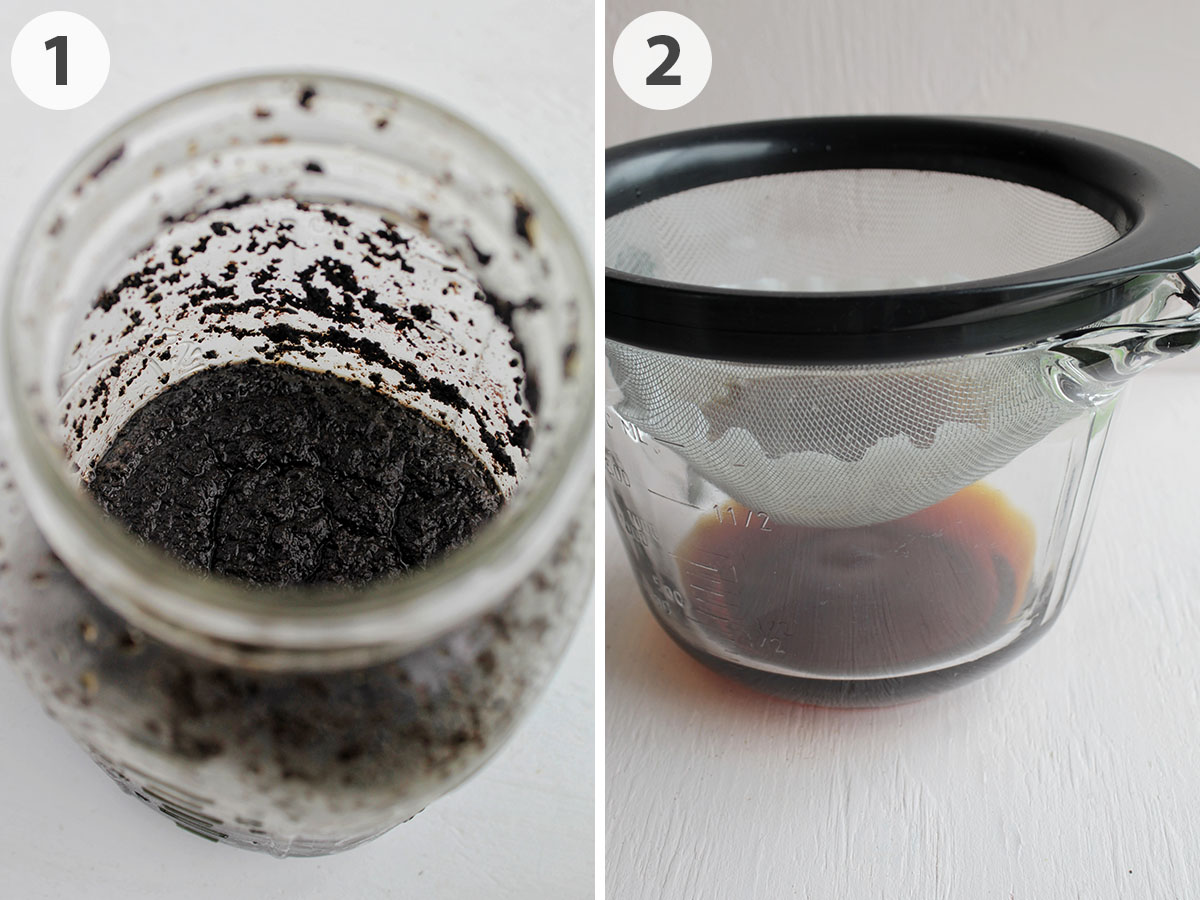 two numbered photos showing how to make cold brew.