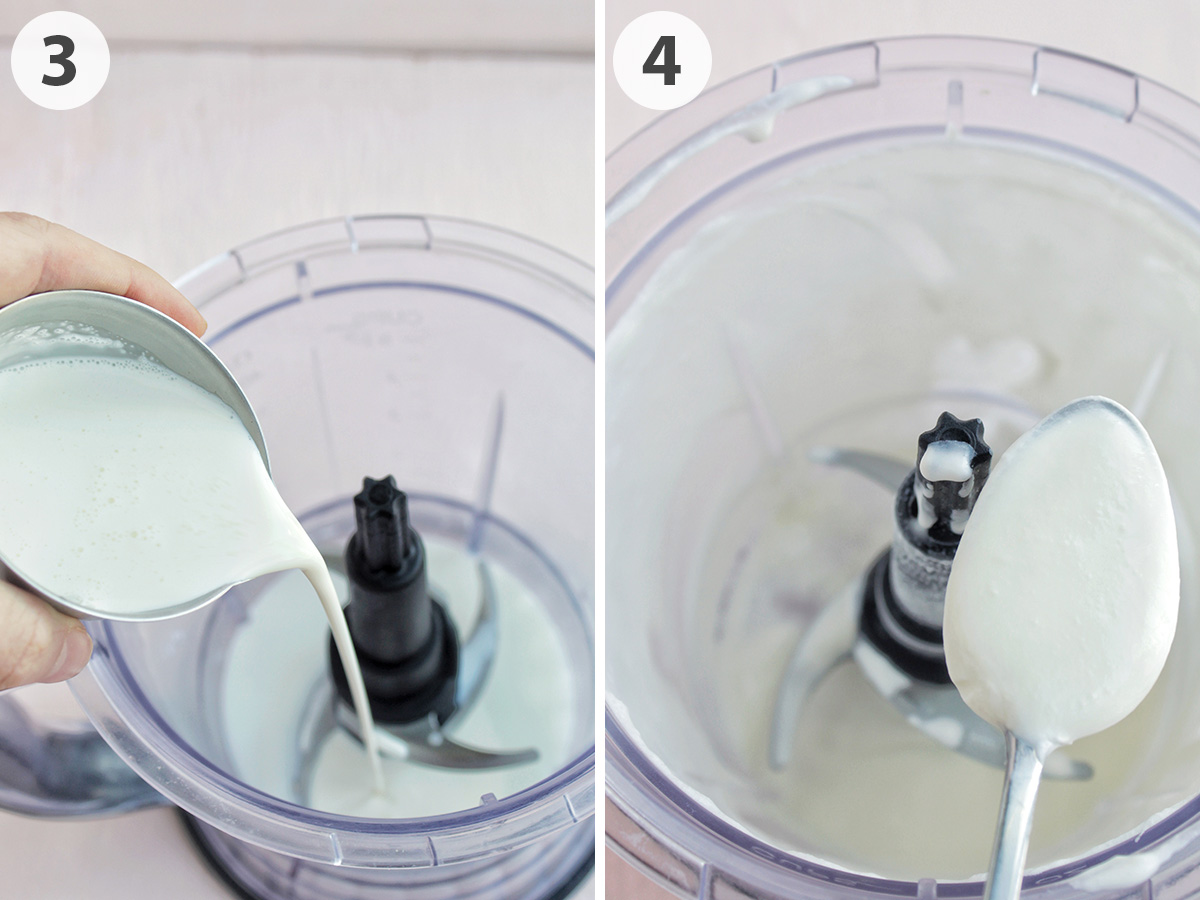 two numbered photos showing how to make salted sweet cream cold foam.