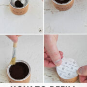step by step photo showing how to refill Nespresso vertuo pods.