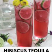 hibiscus tequila and sprite cocktail Pinterest pin.