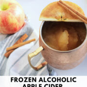frozen alcoholic apple cider whiskey slushie Pinterest pin.