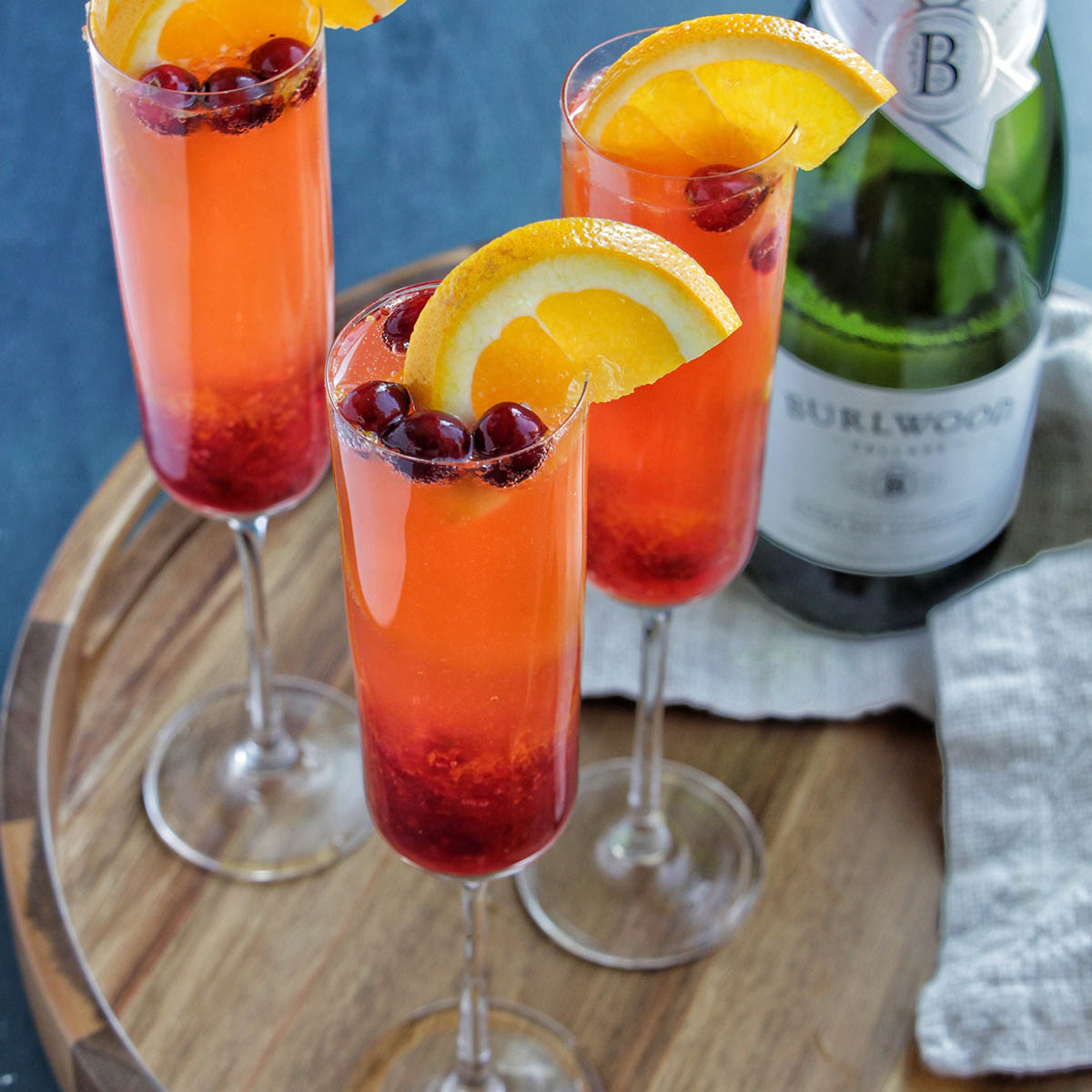 Sparkling Cranberry Champagne and Tequila Cocktail 