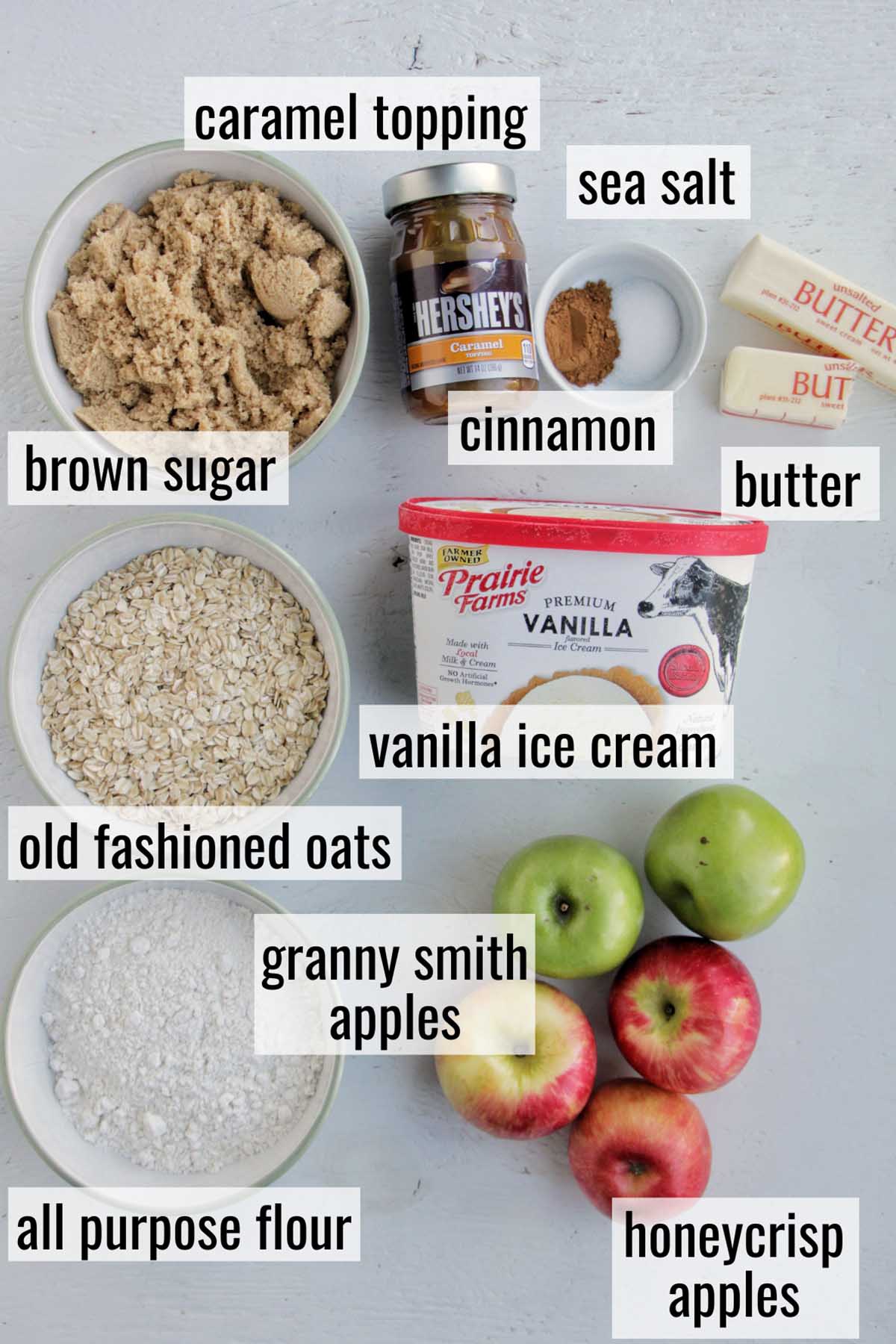 apple crisp ingredients with lables.