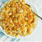 baked white cheddar mac and cheese Pinterest pin.