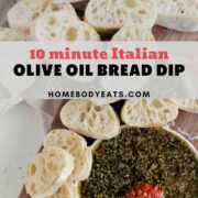 olive oil bread dip with French bread.