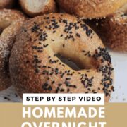 homemade overnight bagels with sesame seeds.