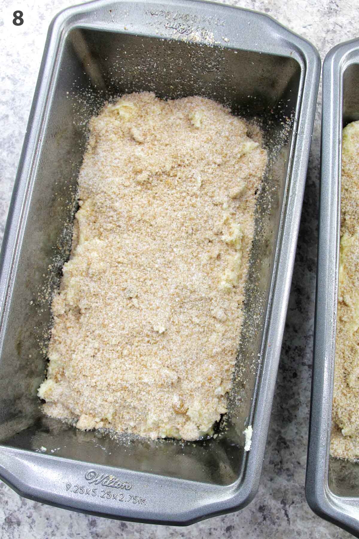 numbered photo showing coffee cake in a loaf pan.