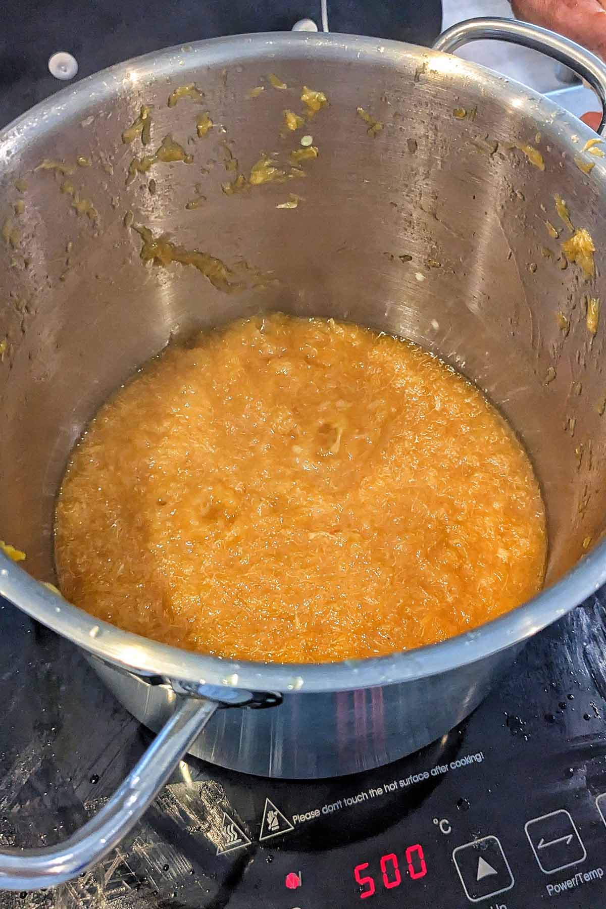 orange marmalade in a pot.
