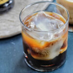 Baileys white Russian cocktail in a lowball glass.