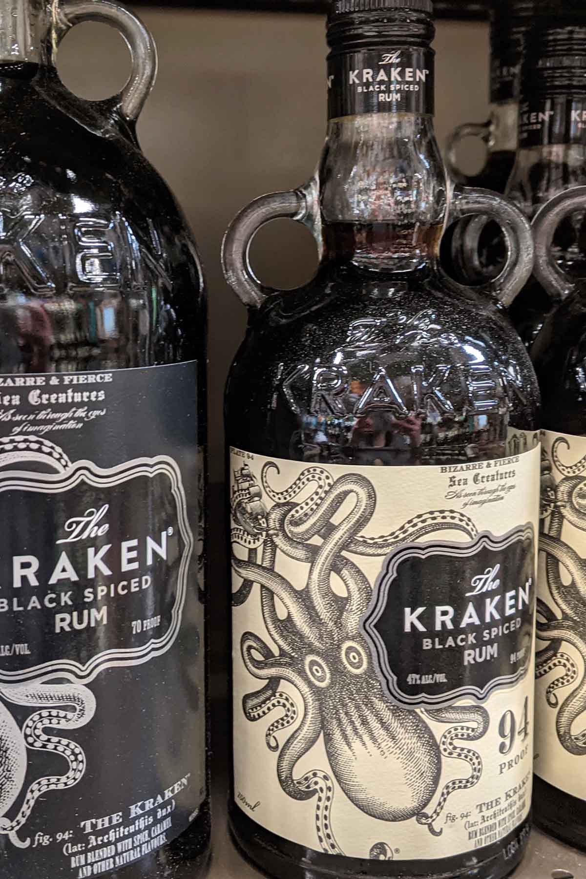 bottle of Kraken black spiced rum.