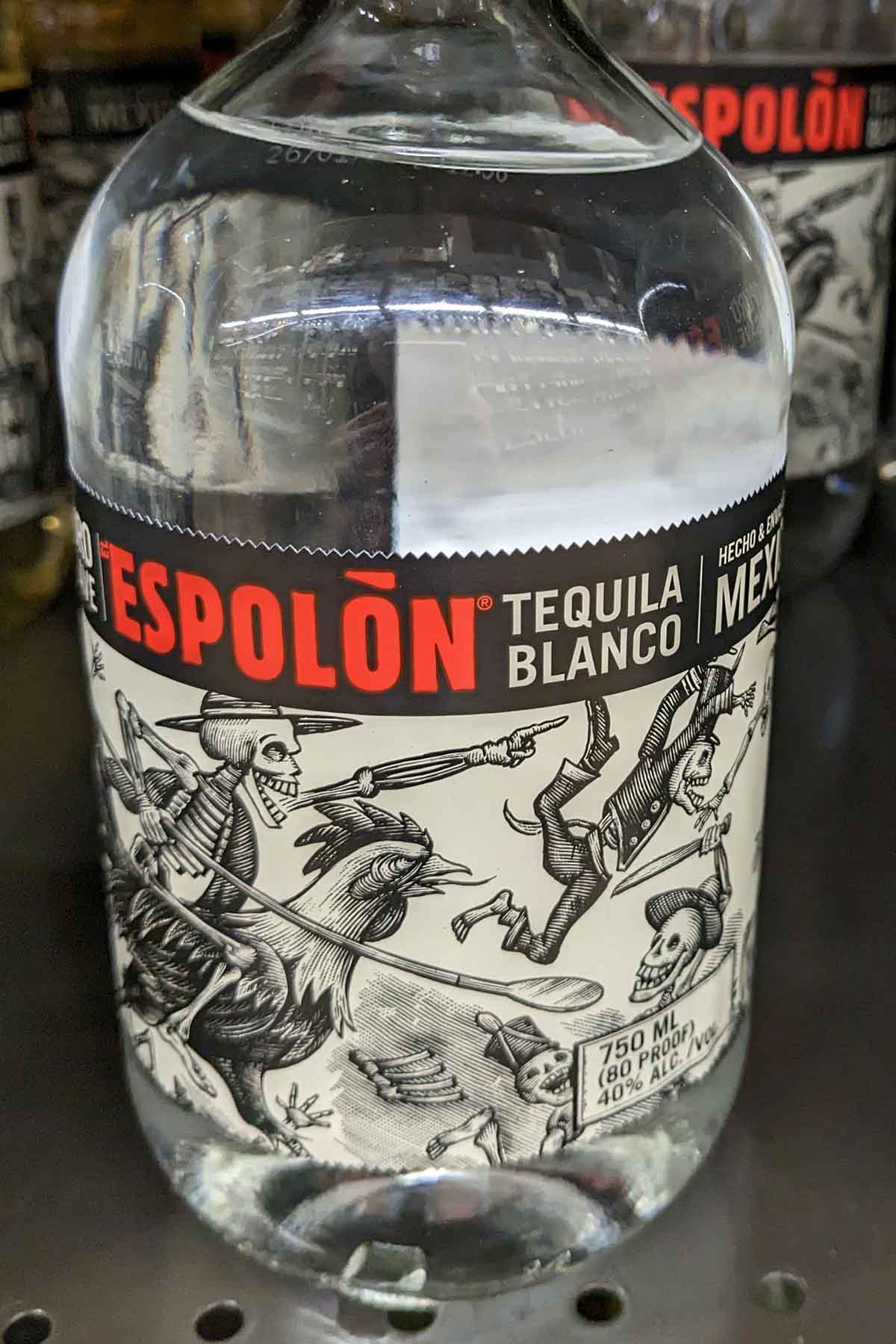 bottle of Espolon blanco tequila.