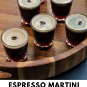 six espresso martini shots with a text overlay.