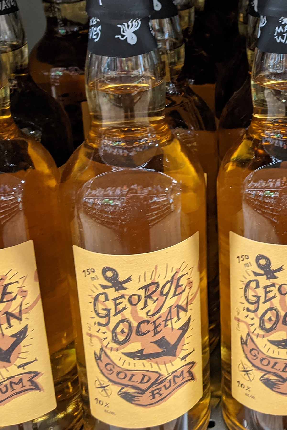 bottle of George Ocean Gold rum.