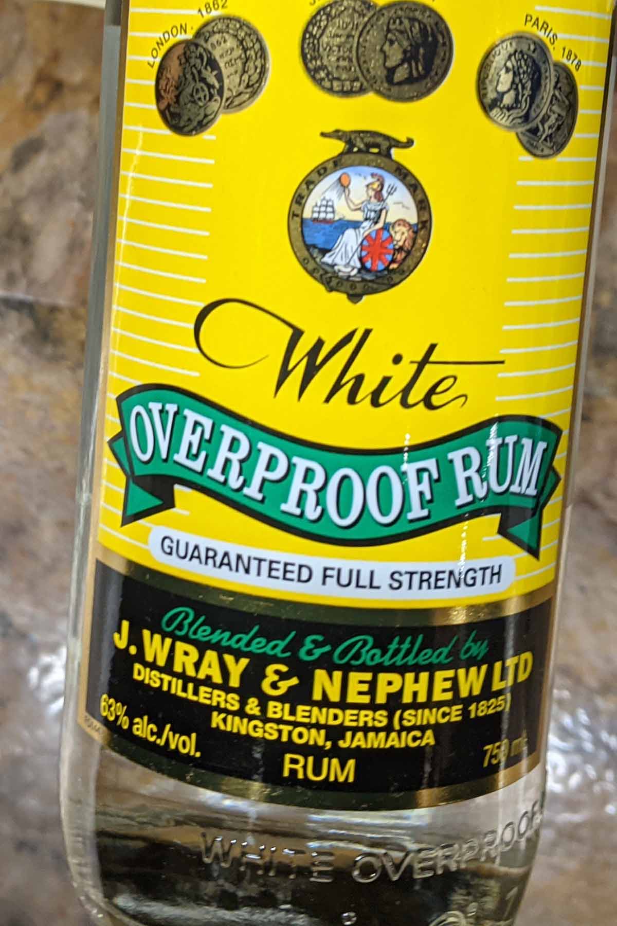 bottle of overproof rum.