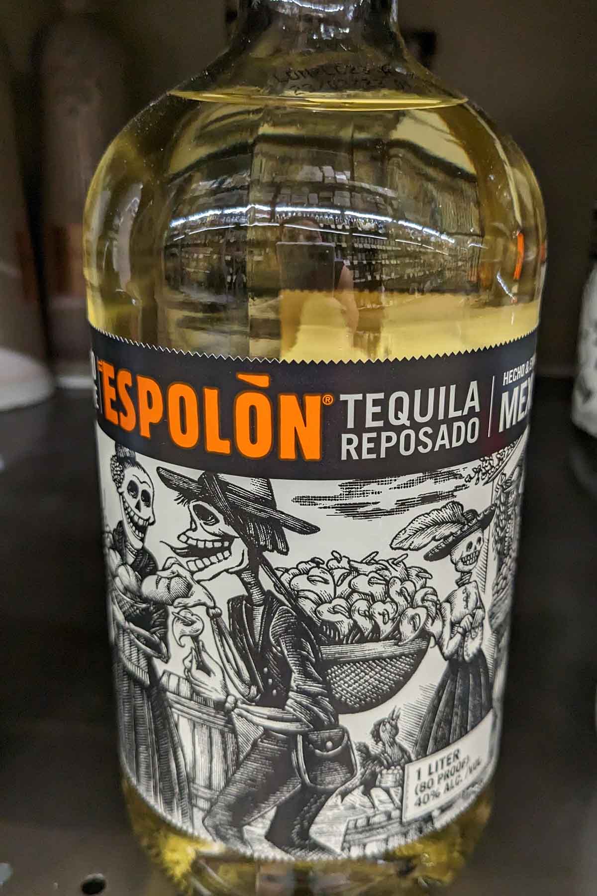 bottle of Espolon reposado tequila.