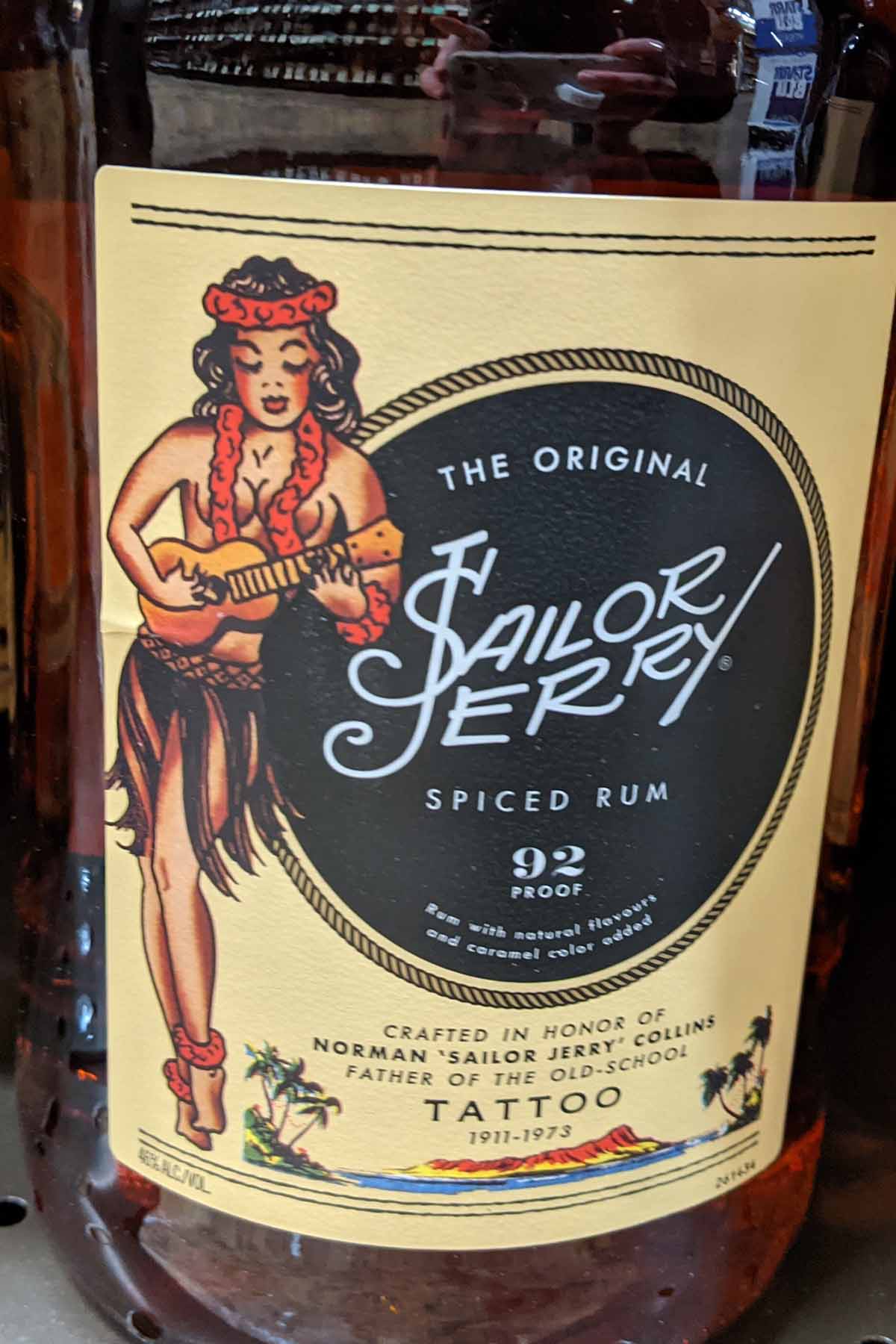 bottle of Sailor Jerry spiced rum.