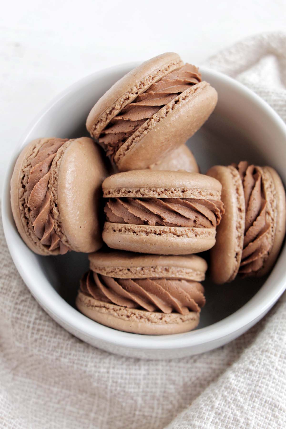 chocolate macarons filled with chocolate buttercream.