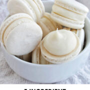 white chocolate ganache macaron filling with text overlay.