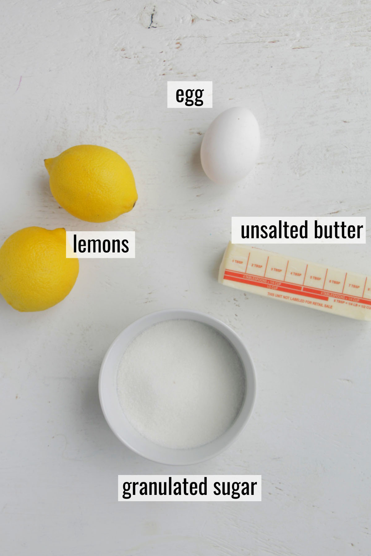 lemon curd macaron filling ingredients with labels.