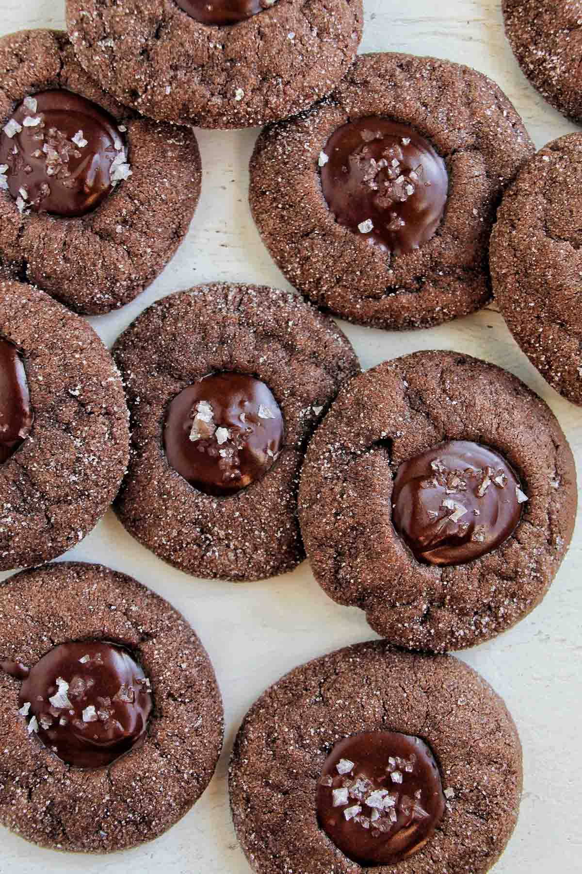 thumbprint chocolate filled cookies.